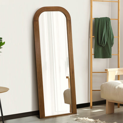 Oikiture Full Length Arch Mirror 165x60cm Brown Wood Top Round Corner-Full Length Mirror-PEROZ Accessories