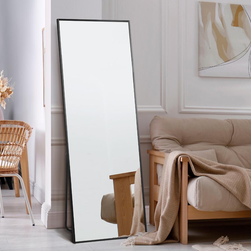 Oikiture Full Length Mirror Rectangle Free Standing Black-Full Length Mirrors-PEROZ Accessories