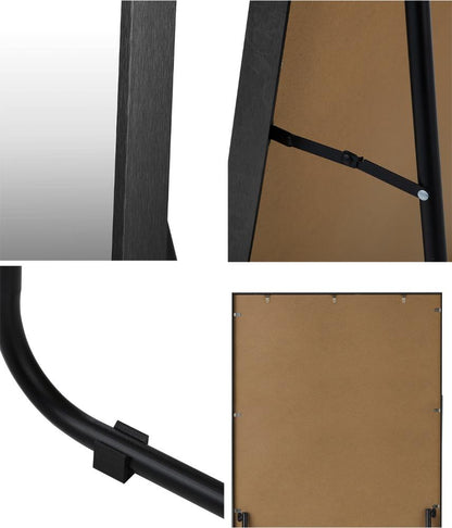 Oikiture Full Length Mirror Rectangle Free Standing Black-Full Length Mirrors-PEROZ Accessories
