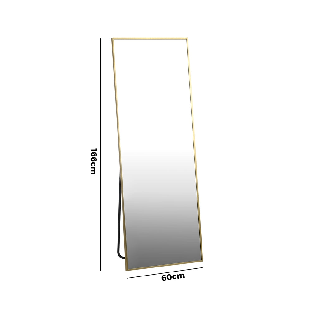 Oikiture Full Length Mirror Rectangle Free Standing Gold-Full Length Mirrors-PEROZ Accessories
