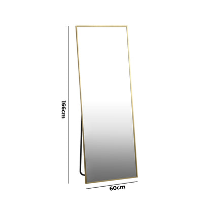 Oikiture Full Length Mirror Rectangle Free Standing Gold-Full Length Mirrors-PEROZ Accessories