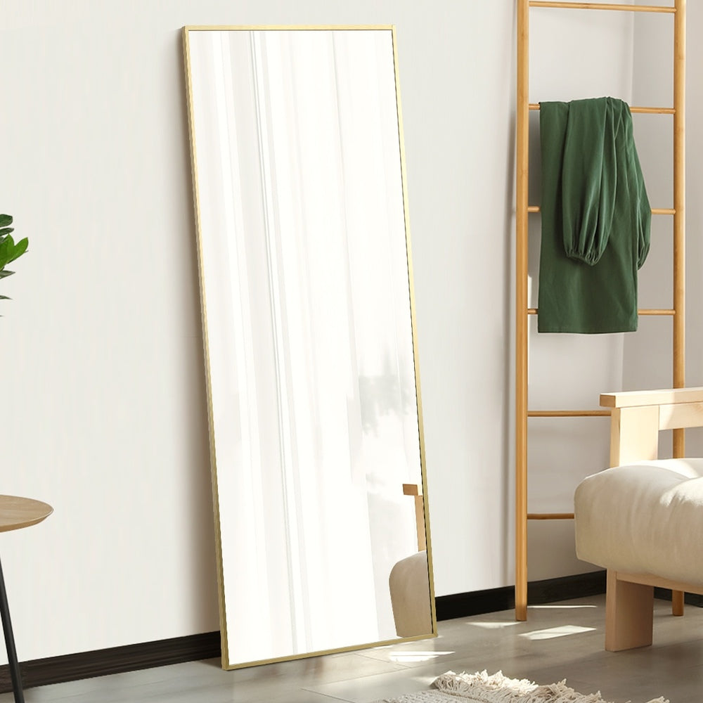 Oikiture Full Length Mirror Rectangle Free Standing Gold-Full Length Mirrors-PEROZ Accessories