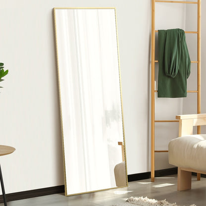 Oikiture Full Length Mirror Rectangle Free Standing Gold-Full Length Mirrors-PEROZ Accessories