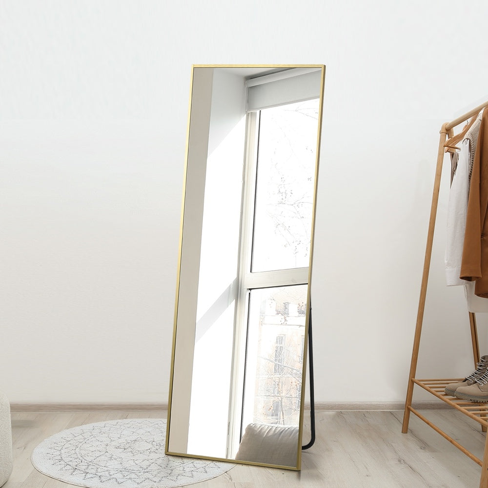 Oikiture Full Length Mirror Rectangle Free Standing Gold-Full Length Mirrors-PEROZ Accessories