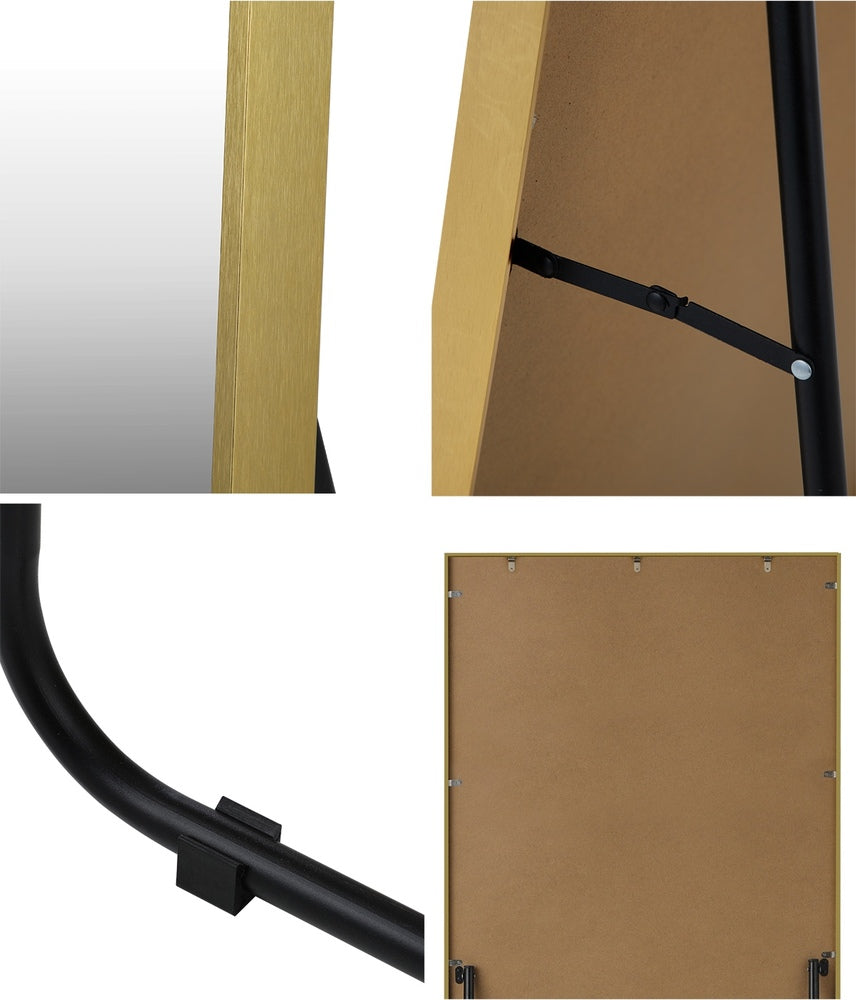 Oikiture Full Length Mirror Rectangle Free Standing Gold-Full Length Mirrors-PEROZ Accessories