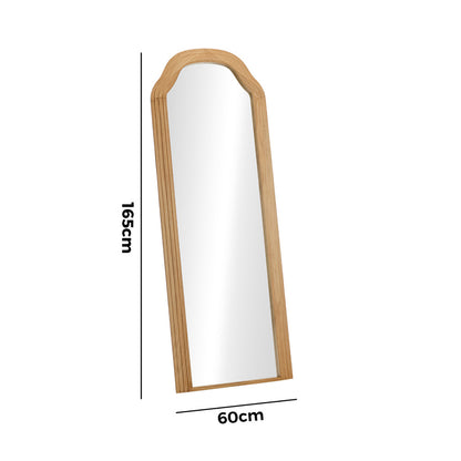 Oikiture Full Length Floor Makeup Mirror 165x60cm Natural Wood Bedroom-Full Length Mirror-PEROZ Accessories