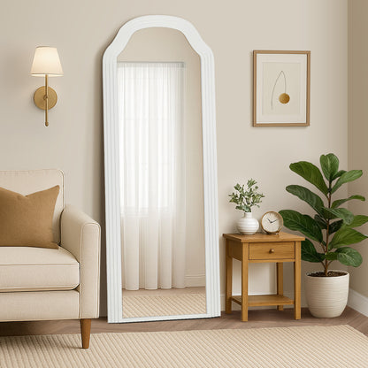 Oikiture Full Length Floor Makeup Mirrors 165x60cm White Wood Bedroom-Full Length Mirror-PEROZ Accessories