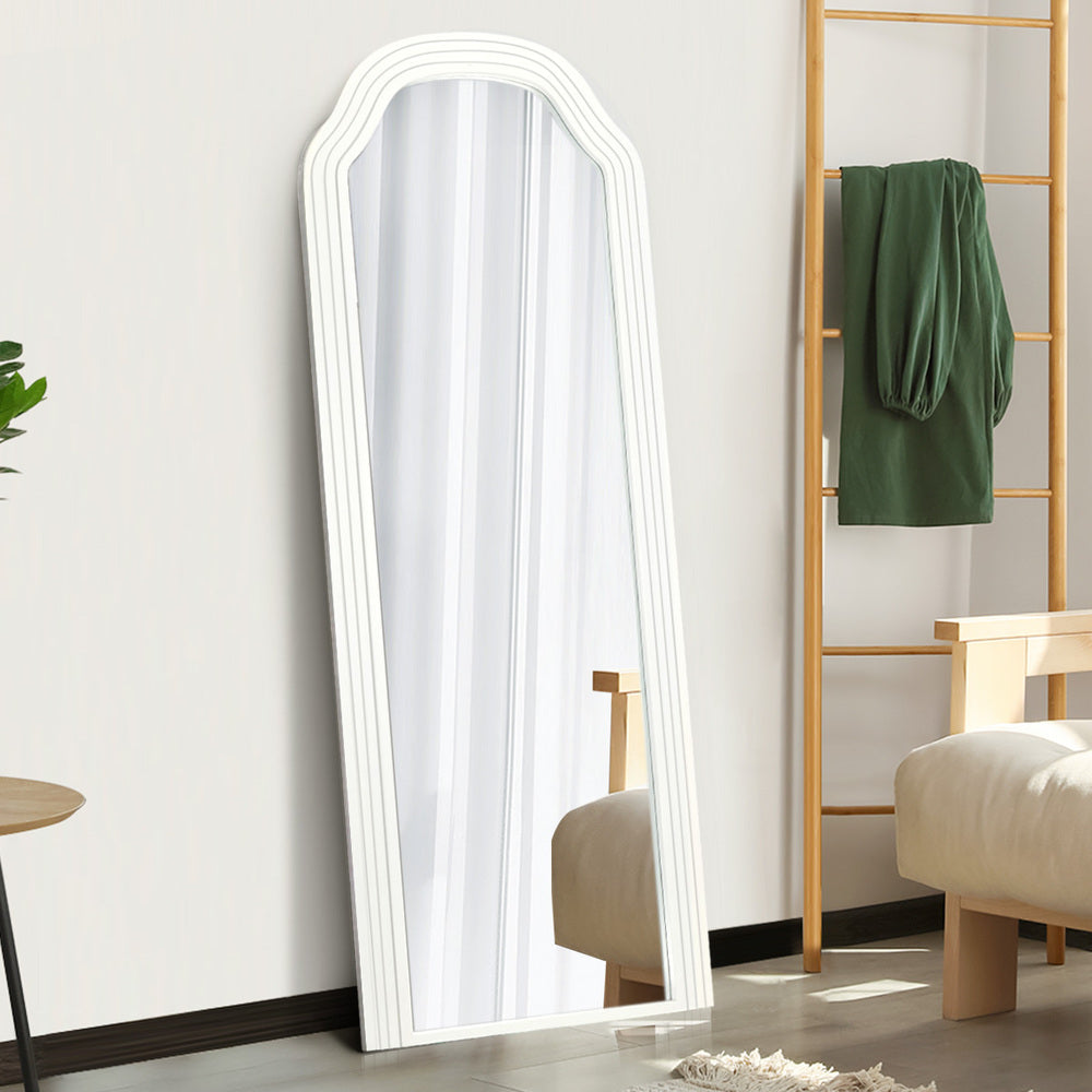 Oikiture Full Length Floor Makeup Mirrors 165x60cm White Wood Bedroom-Full Length Mirror-PEROZ Accessories