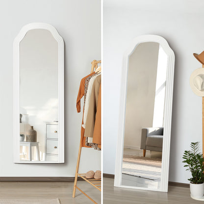 Oikiture Full Length Floor Makeup Mirrors 165x60cm White Wood Bedroom-Full Length Mirror-PEROZ Accessories