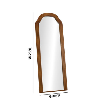 Oikiture Full Length Floor Makeup Mirrors 165x60cm Brown Wood Bedroom-Full Length Mirror-PEROZ Accessories