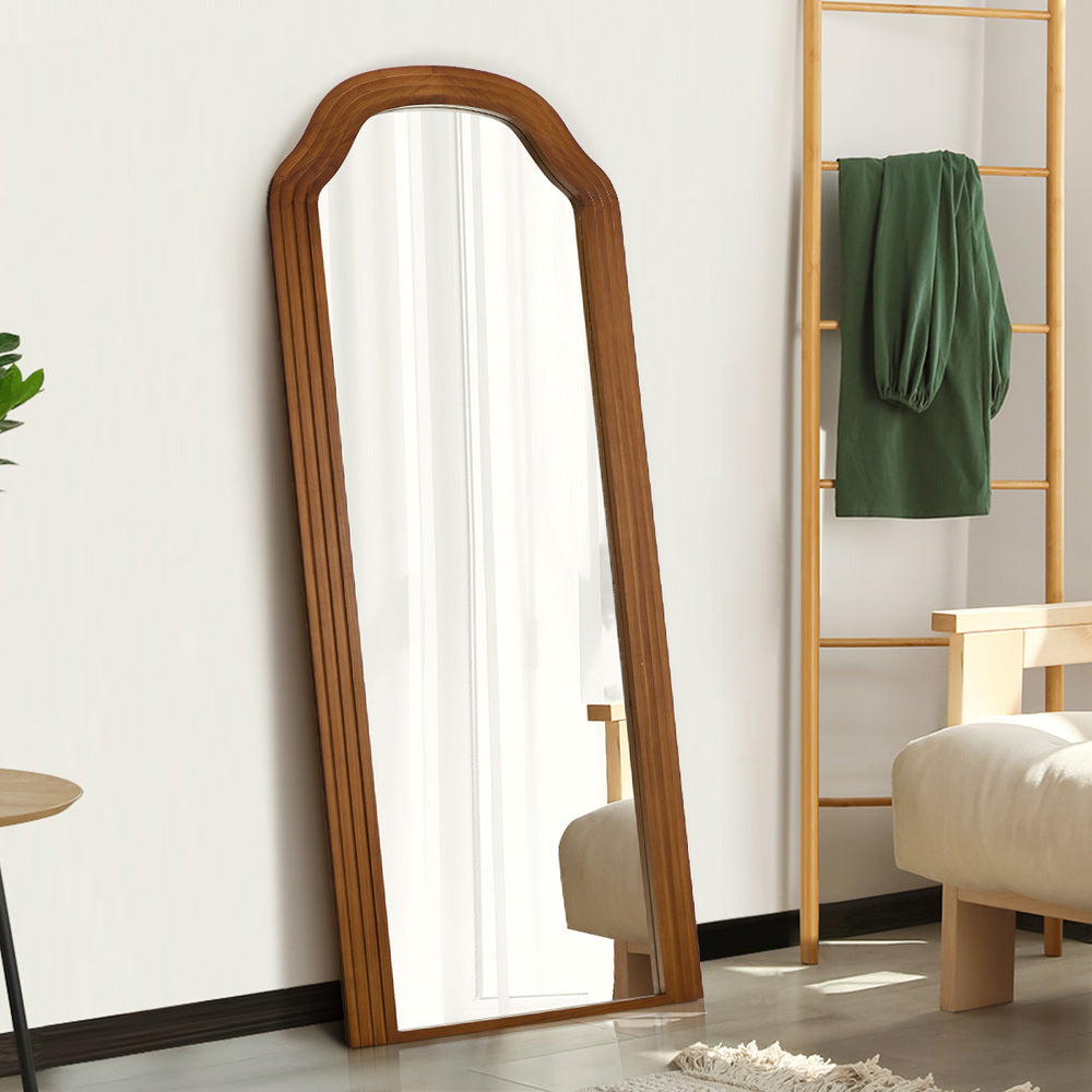 Oikiture Full Length Floor Makeup Mirrors 165x60cm Brown Wood Bedroom-Full Length Mirror-PEROZ Accessories