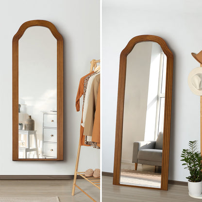 Oikiture Full Length Floor Makeup Mirrors 165x60cm Brown Wood Bedroom-Full Length Mirror-PEROZ Accessories