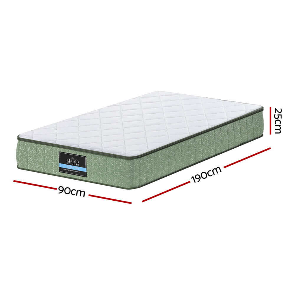 Giselle 25cm Memory Foam Mattress Dual Layer Zipper Cover Cool Charcoal Foam Mattresses Single-Furniture &gt; Mattresses &gt; Single Mattress-PEROZ Accessories