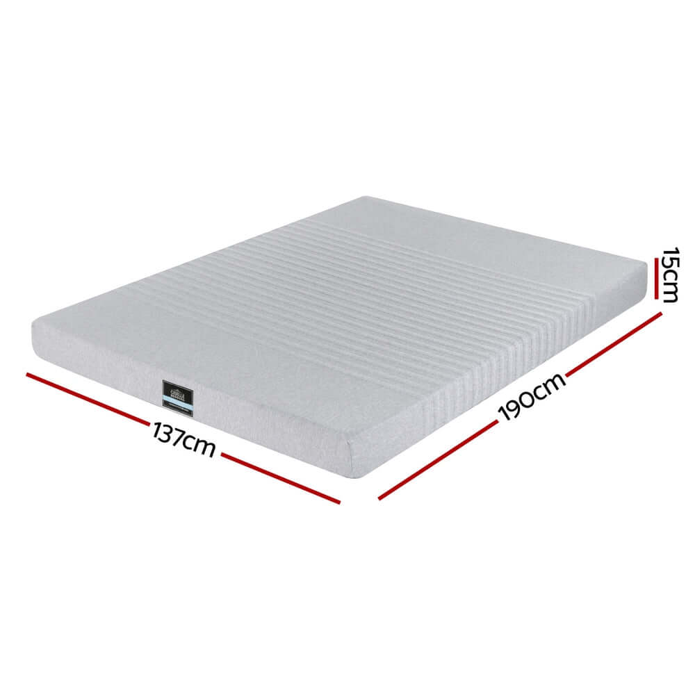Giselle Bedding Cool Gel Memory Foam Mattress Charcoal 7-Zone Washable Bamboo Cover 15cm Double-Furniture &gt; Mattresses &gt; Mattress Toppers-PEROZ Accessories