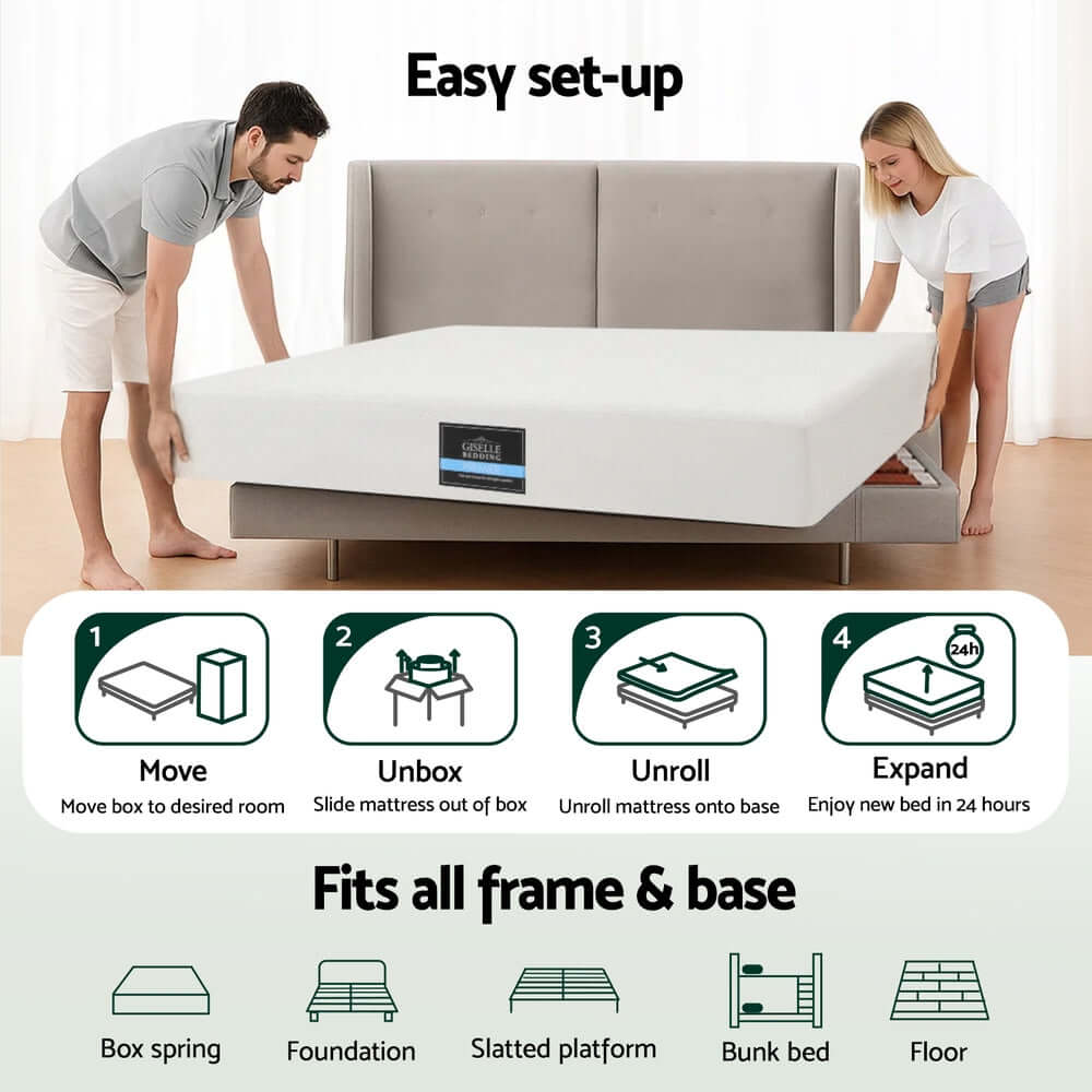 Giselle 20cm Memory Foam Mattress Green Tea Queen-Furniture &gt; Mattresses &gt; Queen Mattress-PEROZ Accessories