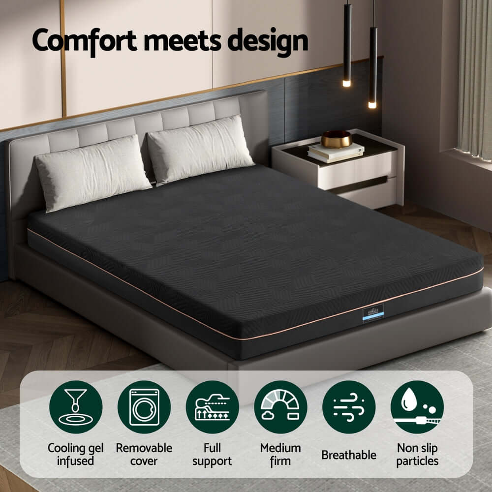 Giselle 18cm Memory Foam Mattress Green Tea Foam Cool Gel Foam Mattresses Queen-Furniture &gt; Mattresses &gt; Queen Mattress-PEROZ Accessories