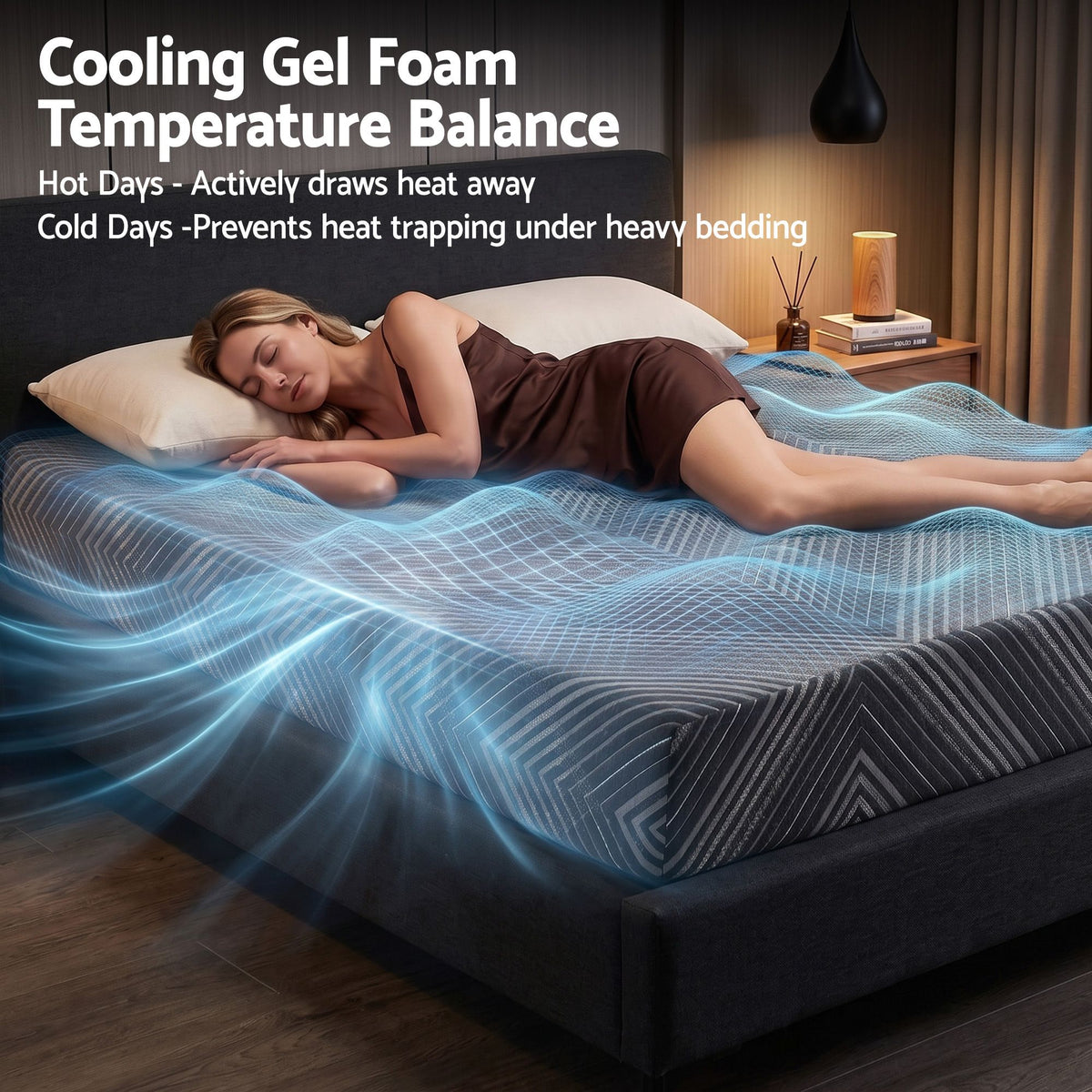Giselle 25cm King Memory Foam Mattress Gel Infused Foam Removable Cover-Furniture > Bedroom > Beds &amp; Bed Frames-PEROZ Accessories