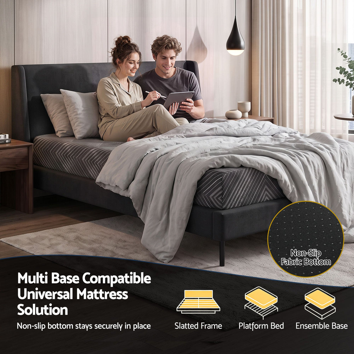 Giselle 25cm King Memory Foam Mattress Gel Infused Foam Removable Cover-Furniture > Bedroom > Beds &amp; Bed Frames-PEROZ Accessories