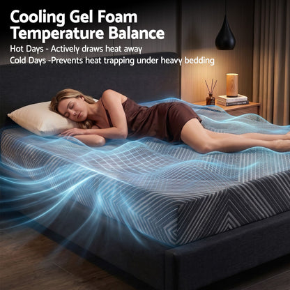 Giselle 25cm King Single Memory Foam Mattress Gel Infused Foam Removable Cover-Furniture > Bedroom > Beds &amp; Bed Frames-PEROZ Accessories