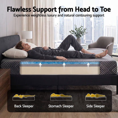 Giselle 25cm Single Memory Foam Mattress Gel Infused Foam Removable Cover-Furniture > Bedroom > Beds &amp; Bed Frames-PEROZ Accessories