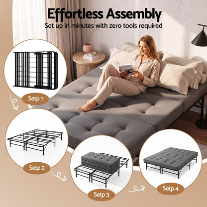 Giselle Double Folding Bed with Mattress Metal Frame Guest Bed 15cm Foam Foldable