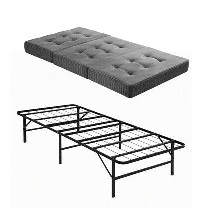 Giselle Single Folding Bed with Mattress Metal Frame Guest Bed 15cm Foam Foldable