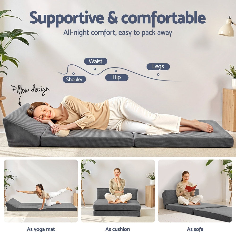 Giselle Foldable Mattress Folding Sofa Bed Trifold Sleeping Camping Cushion Mat-Furniture > Mattresses > Single Mattress-PEROZ Accessories