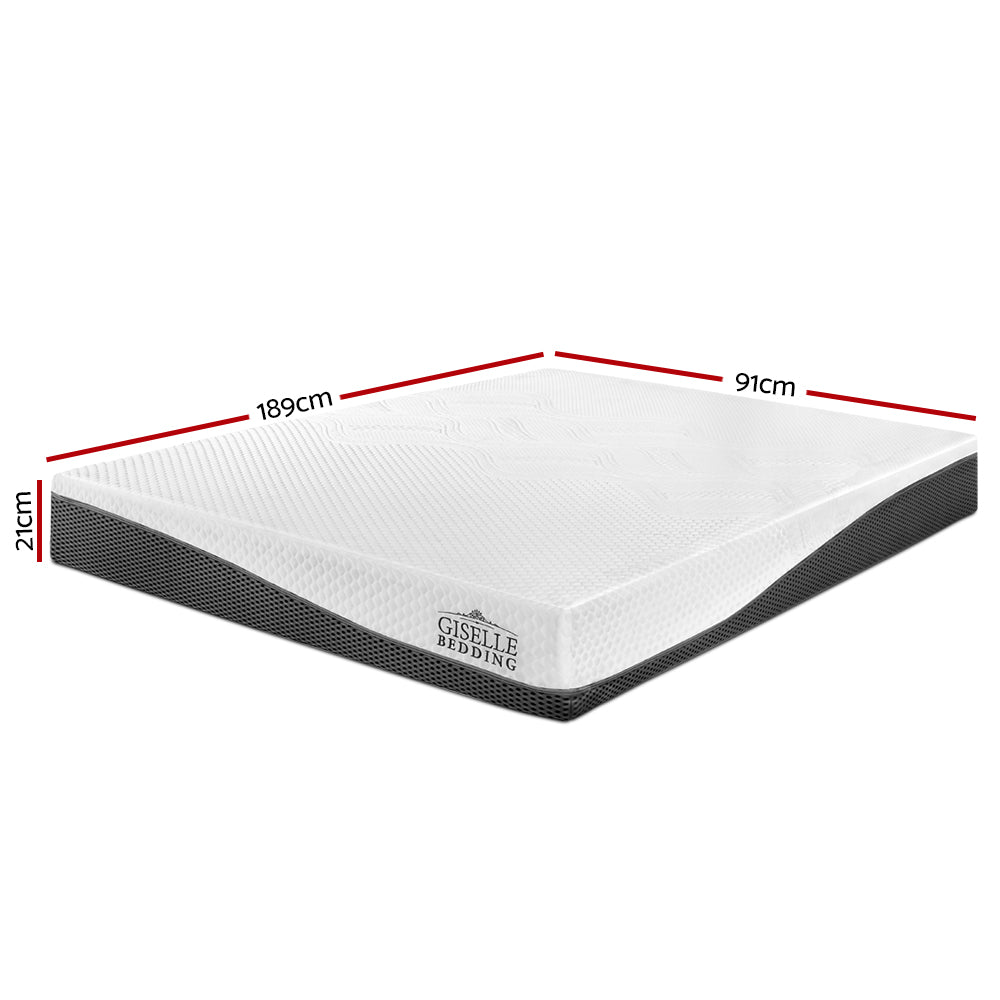 Giselle Bedding Memory Foam Mattress Bed Cool Gel Non Spring 21cm Single-Mattresses-PEROZ Accessories
