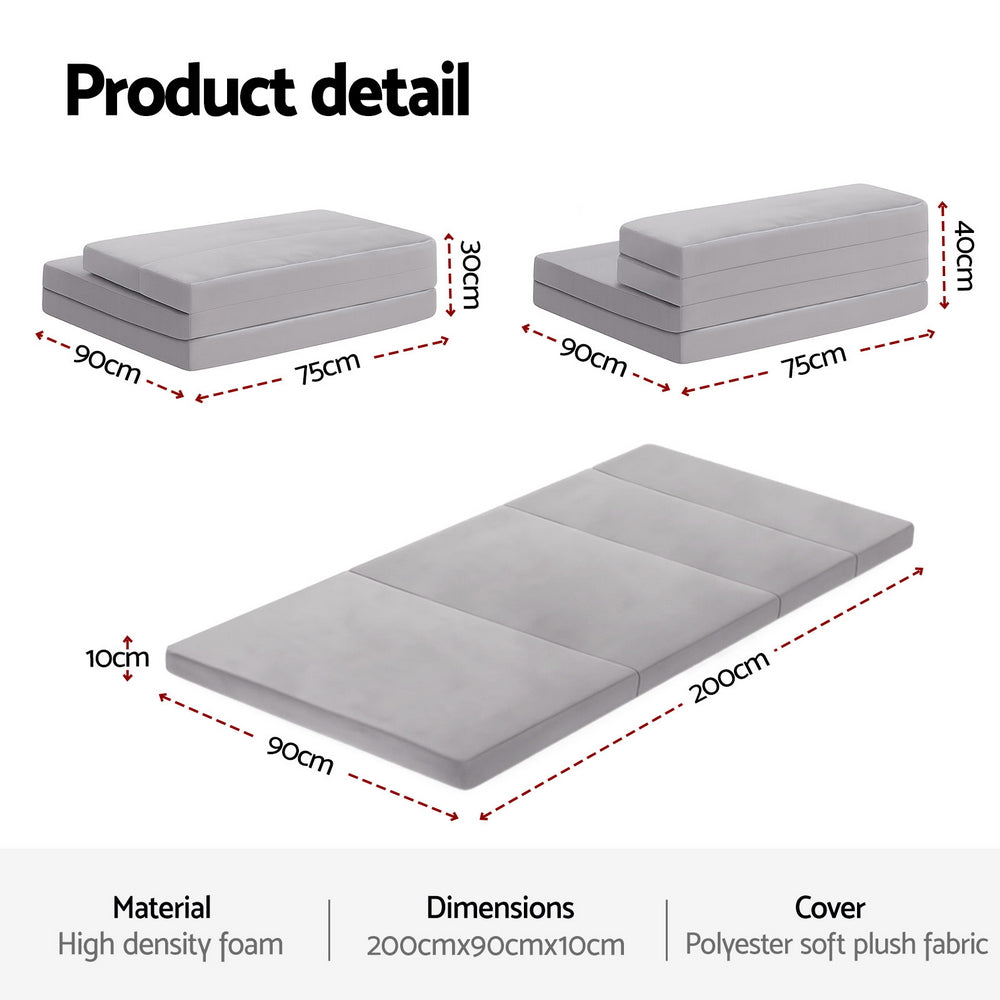 Giselle Foldable Mattress Folding Sofa Bed 4-fold Sleeping Camping Cushion Mat-Furniture > Mattresses > Single Mattress-PEROZ Accessories