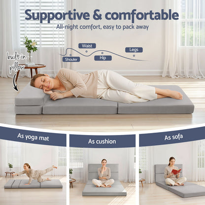 Giselle Foldable Mattress Folding Sofa Bed 4-fold Sleeping Camping Cushion Mat-Furniture > Mattresses > Single Mattress-PEROZ Accessories