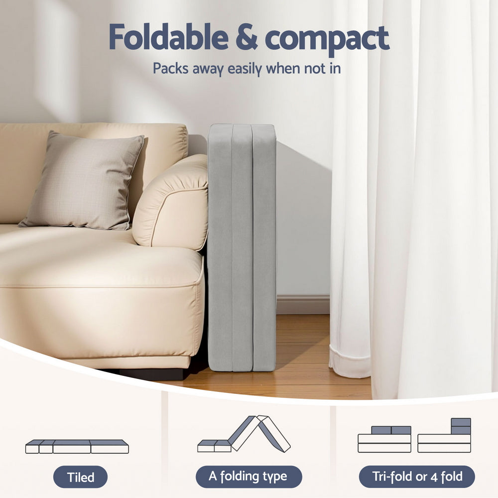 Giselle Foldable Mattress Folding Sofa Bed 4-fold Sleeping Camping Cushion Mat-Furniture > Mattresses > Single Mattress-PEROZ Accessories