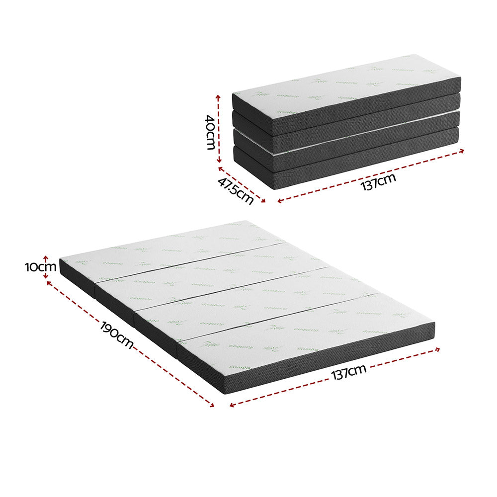 Giselle Foldable Mattress Folding Foam Mattresses Bamboo Double-Furniture &gt; Mattresses &gt; Double Mattress-PEROZ Accessories