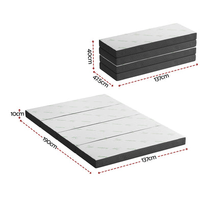 Giselle Foldable Mattress Folding Foam Mattresses Bamboo Double-Furniture &gt; Mattresses &gt; Double Mattress-PEROZ Accessories