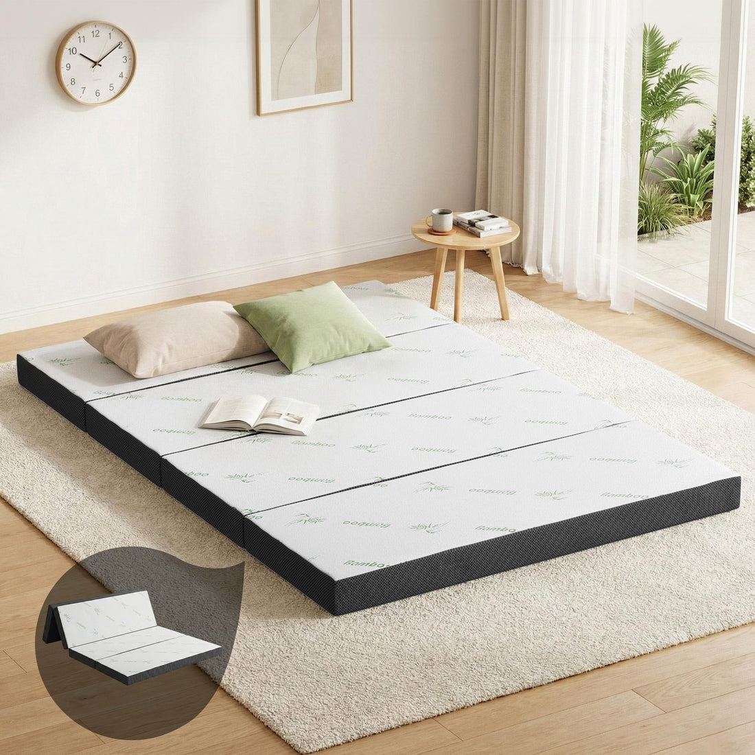 Giselle Foldable Mattress Folding Foam Mattresses Bamboo Double-Furniture > Mattresses > Double Mattress-PEROZ Accessories