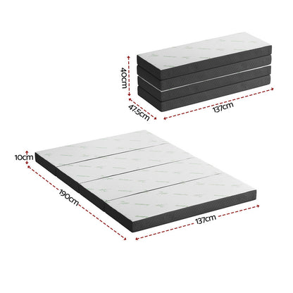 Giselle Foldable Mattress Folding Foam Mattresses Bamboo Double-Furniture > Mattresses > Double Mattress-PEROZ Accessories