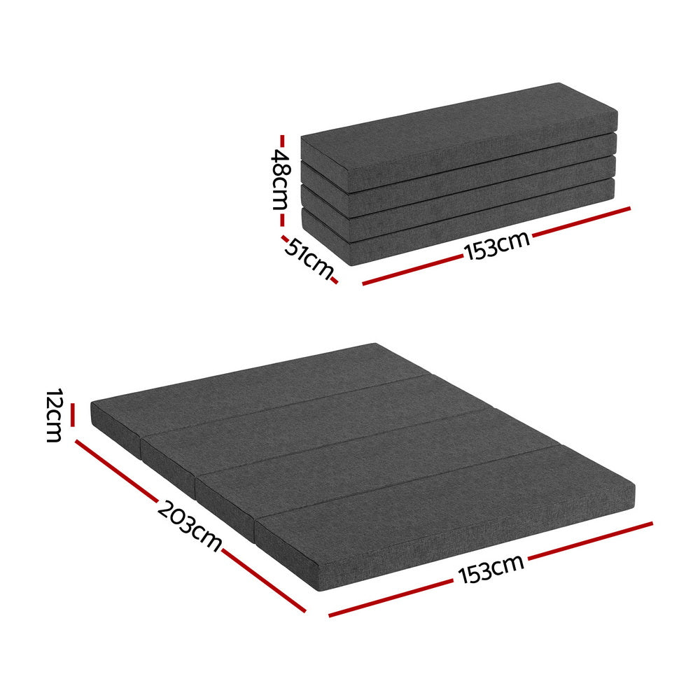 Giselle Bedding Foldable Mattress Folding Foam Mattresses Portable Mat Queen-Furniture > Mattresses > Queen Mattress-PEROZ Accessories