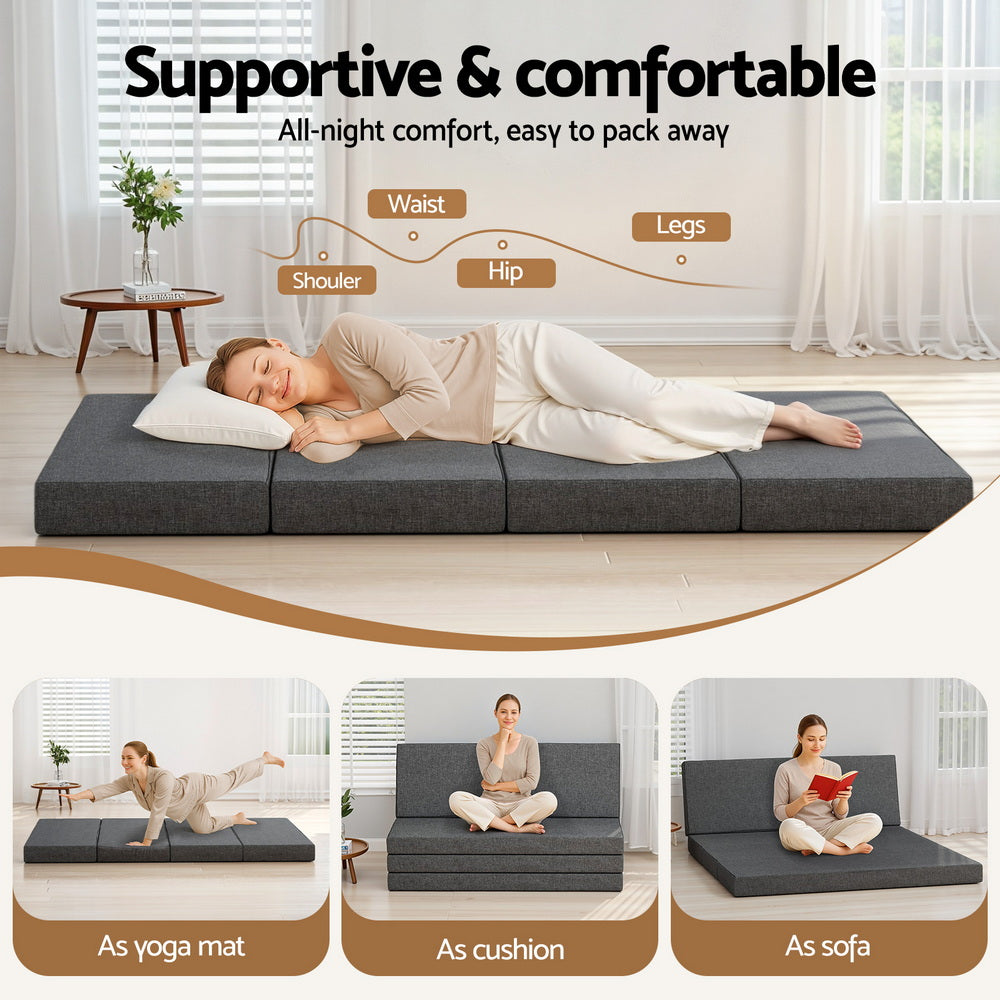 Giselle Bedding Foldable Mattress Folding Foam Mattresses Portable Mat Queen-Furniture > Mattresses > Queen Mattress-PEROZ Accessories