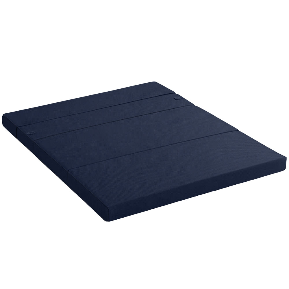 Giselle Foldable Mattress Folding Foam Mattresses Portable Floor Mat Blue Double-Furniture > Mattresses > Double Mattress-PEROZ Accessories