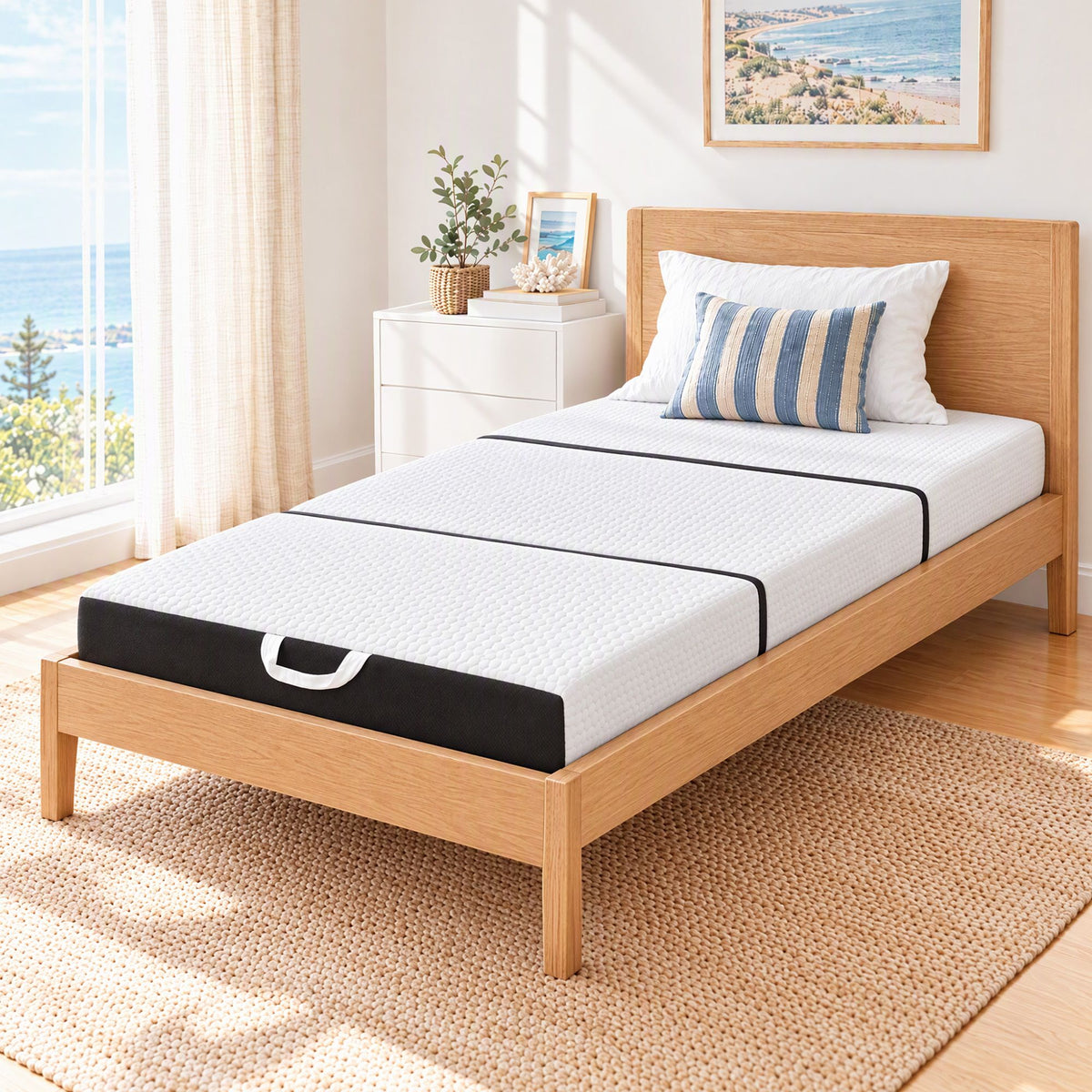 Giselle Folding Mattress Single 15cm Foldable Trifold Tencel Floor Guest Bed Mat