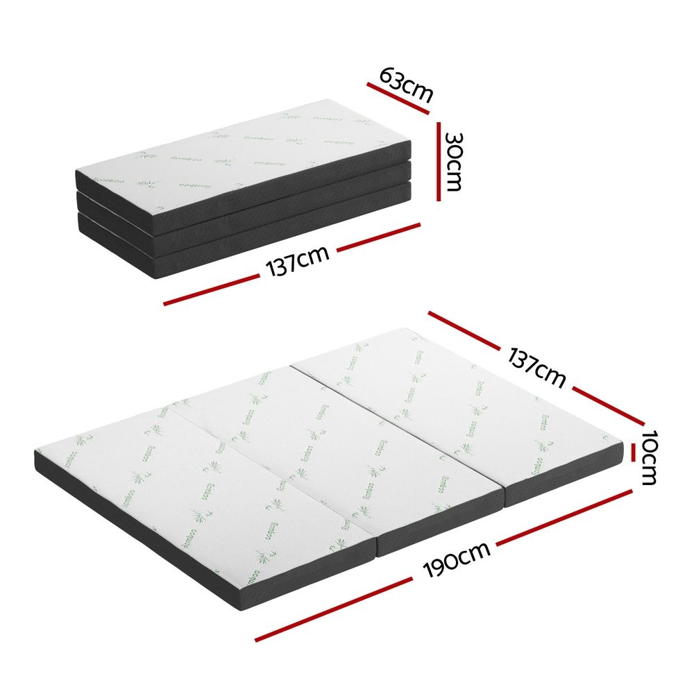 Giselle Bedding Foldable Mattress Folding Foam Double Bamboo-Home &amp; Garden > Garden Beds > Garden Beds &amp; Planters-PEROZ Accessories
