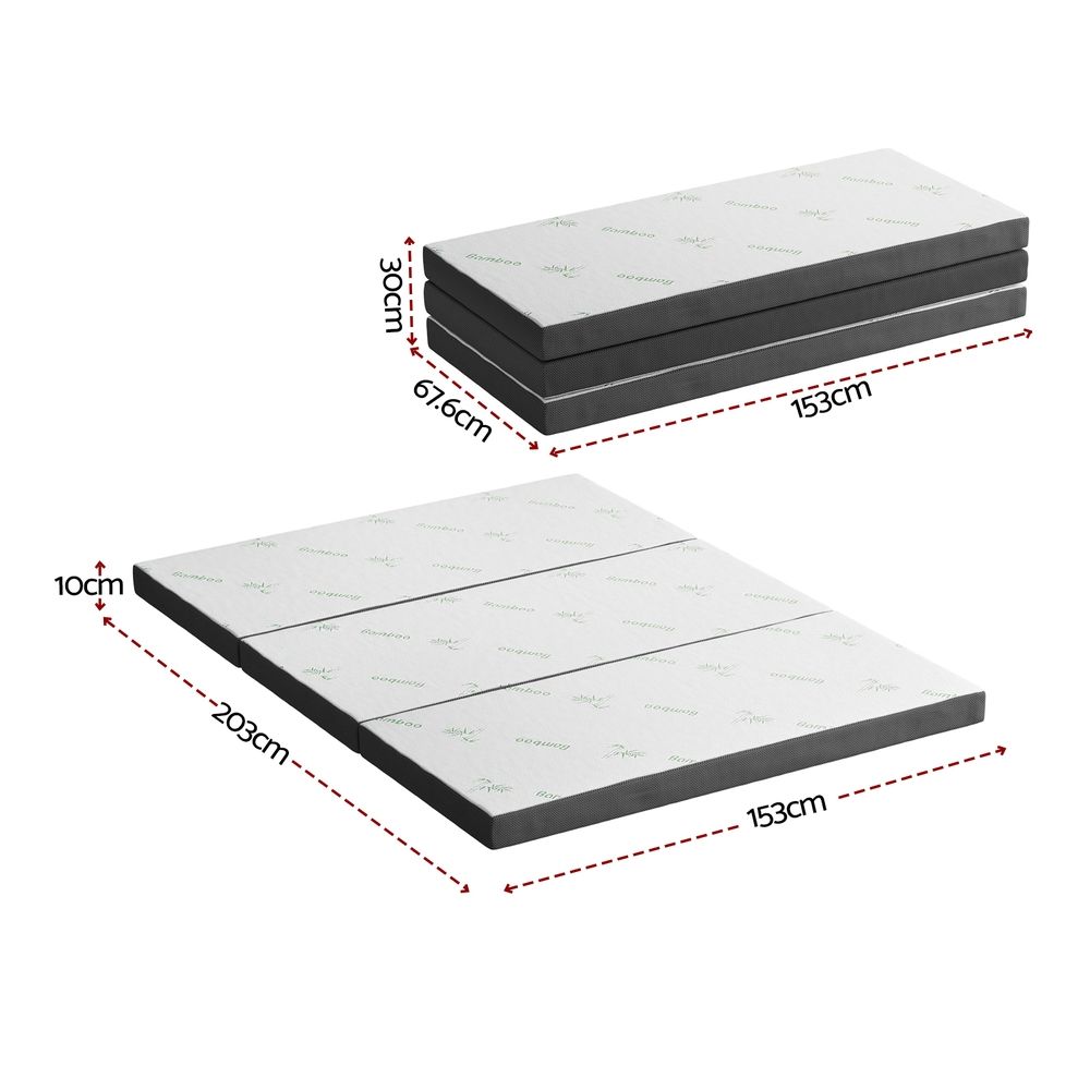 Giselle Foldable Mattress Folding Foam Mattresses Bamboo Queen-Furniture > Mattresses > Queen Mattress-PEROZ Accessories