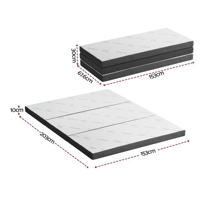 Giselle Foldable Mattress Folding Foam Mattresses Bamboo Queen-Furniture > Mattresses > Queen Mattress-PEROZ Accessories