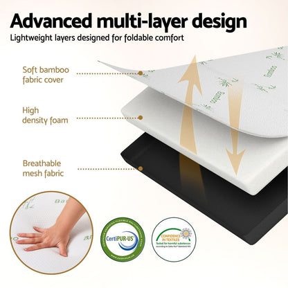 Giselle Foldable Mattress Folding Foam Mattresses Bamboo Queen-Furniture > Mattresses > Queen Mattress-PEROZ Accessories