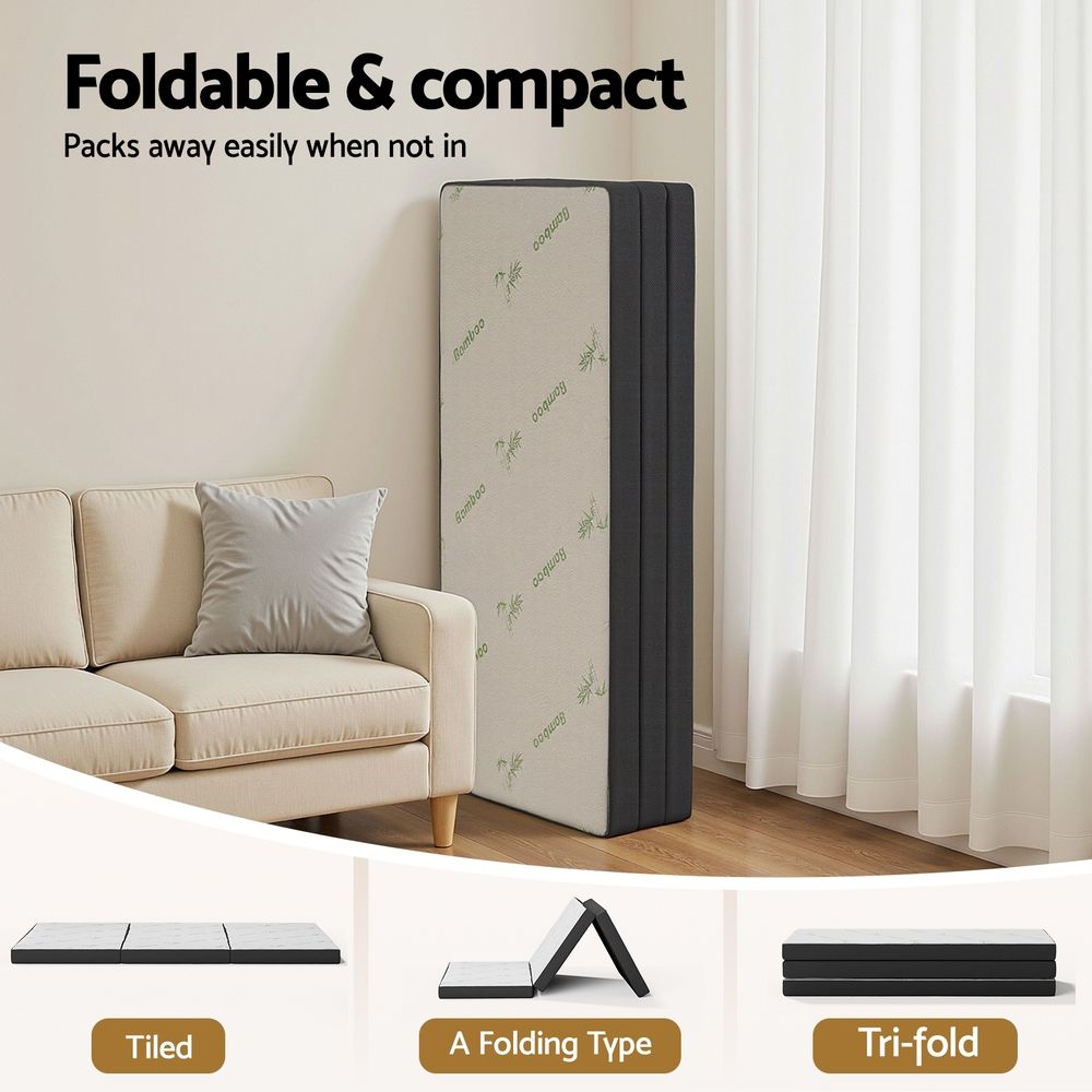 Giselle Foldable Mattress Folding Foam Mattresses Bamboo Queen-Furniture > Mattresses > Queen Mattress-PEROZ Accessories