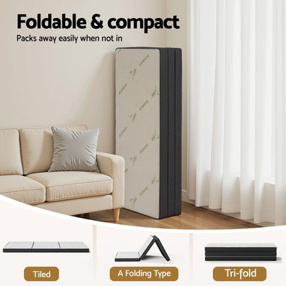 Giselle Foldable Mattress Folding Foam Mattresses Bamboo Queen-Furniture > Mattresses > Queen Mattress-PEROZ Accessories