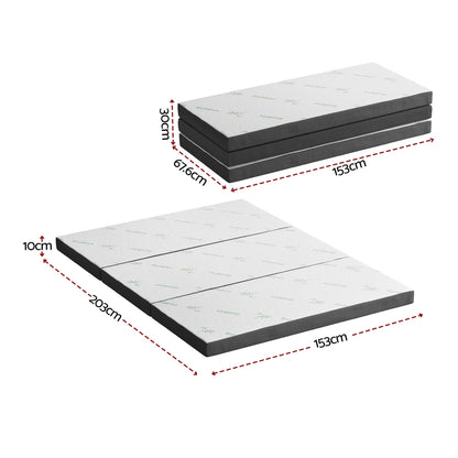 Giselle Foldable Mattress Folding Foam Mattresses Bamboo Queen-Furniture &gt; Mattresses &gt; Queen Mattress-PEROZ Accessories