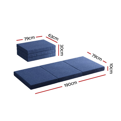 Giselle Bedding Foldable Mattress Folding Foam Single Blue-Furniture &gt; Mattresses &gt; Single Mattress-PEROZ Accessories