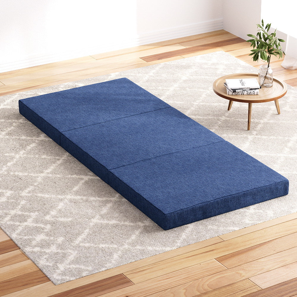 Giselle Bedding Foldable Mattress Folding Foam Single Blue-Furniture &gt; Mattresses &gt; Single Mattress-PEROZ Accessories