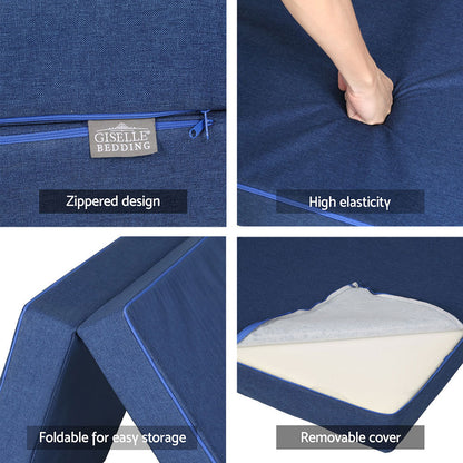 Giselle Bedding Foldable Mattress Folding Foam Single Blue-Furniture &gt; Mattresses &gt; Single Mattress-PEROZ Accessories