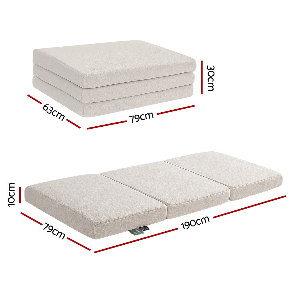 Giselle Bedding Foldable Mattress Fleece Portable 3-fold Folding Foam Mattresses-Furniture > Mattresses > Single Mattress-PEROZ Accessories